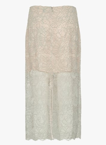 Lace midi skirt ROTATE Grey